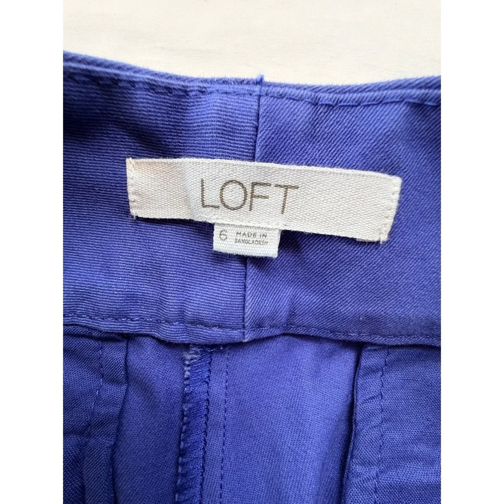 LOFT Blue Chino Shorts Size 6‎ Cotton Stretch Flat Front Casual Summer
